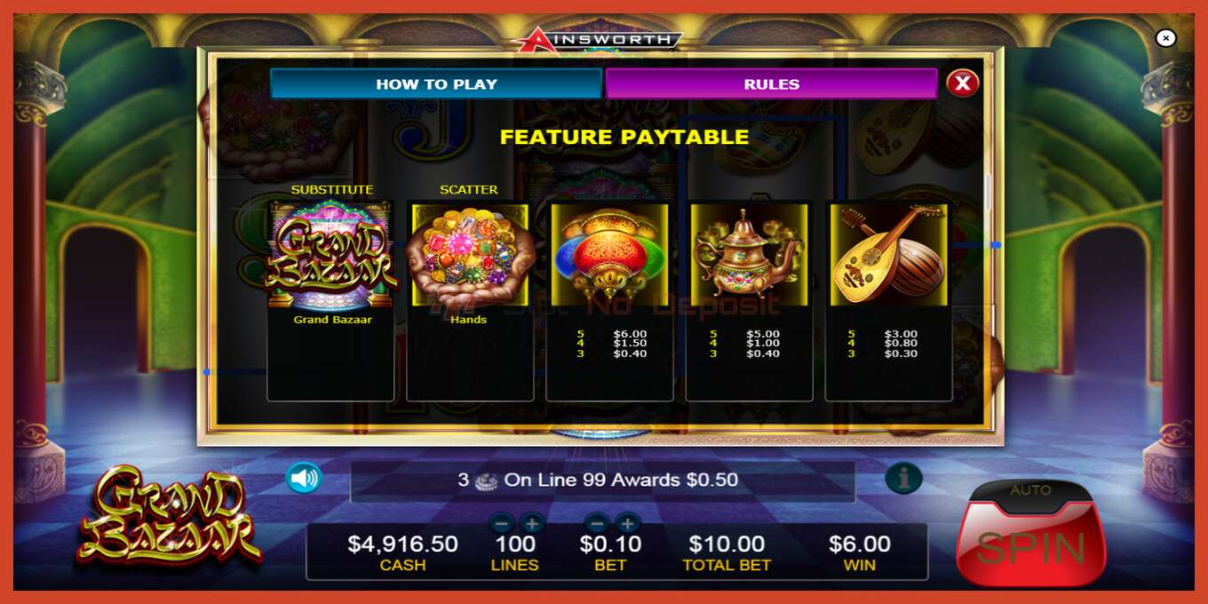 Slot screenshot: Grand Bazaar no deposit, number - 6