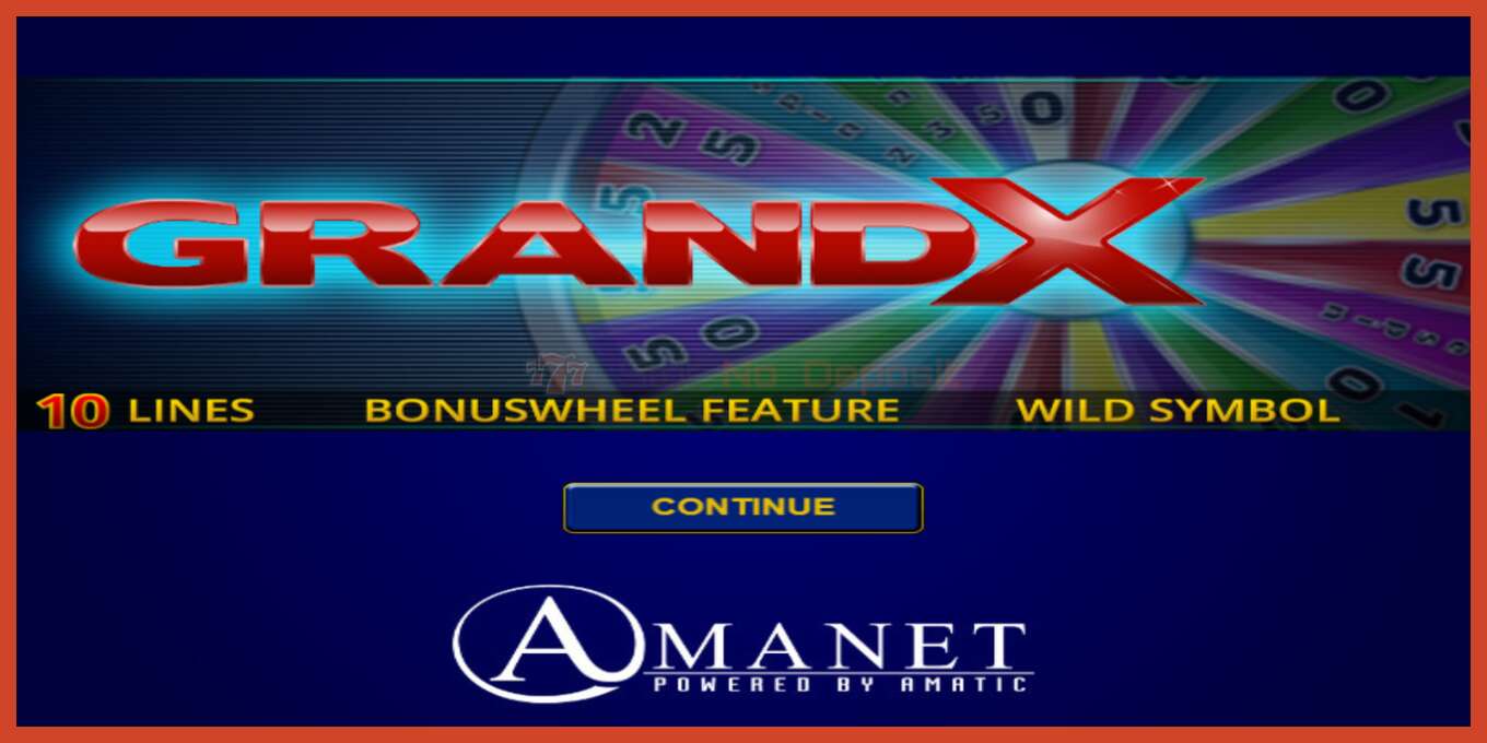 Slot screenshot: GrandX no deposit, number - 1