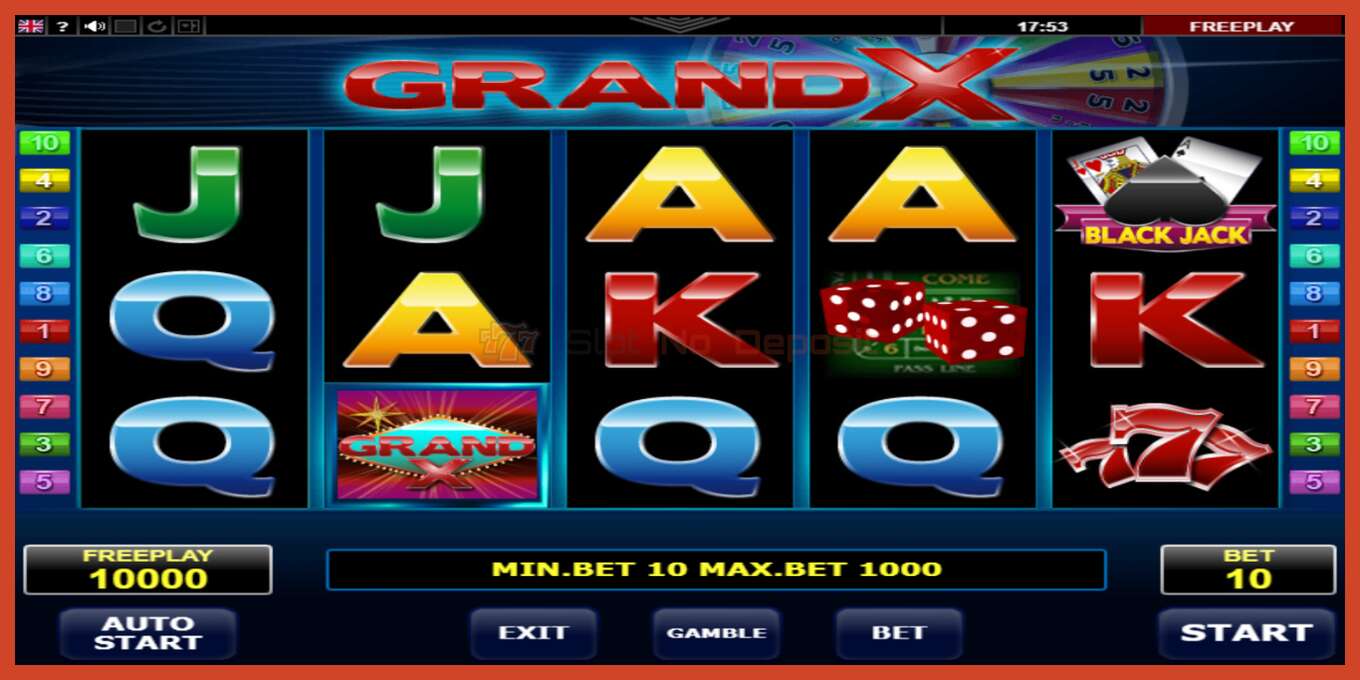 Slot screenshot: GrandX no deposit, number - 2