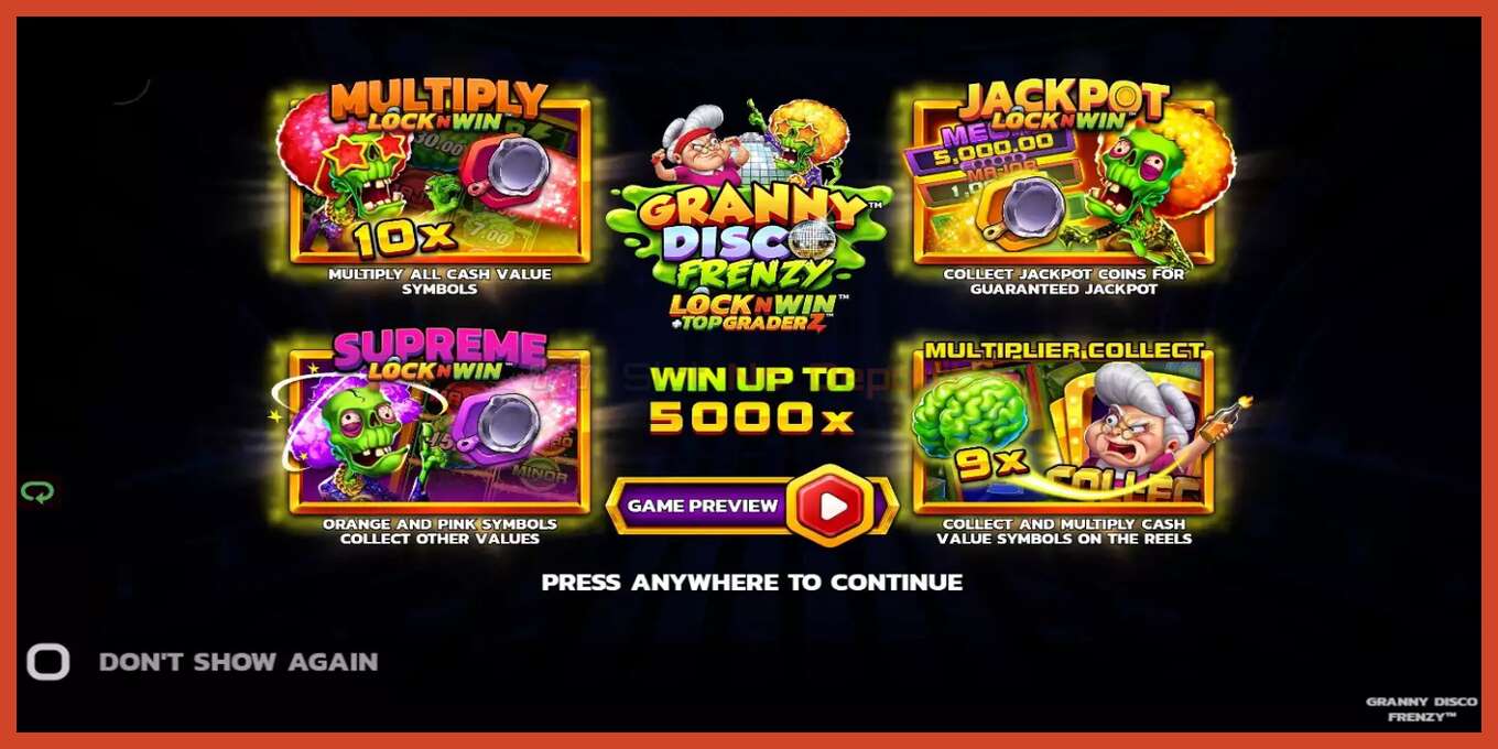 Slot screenshot: Granny Disco Frenzy no deposit, number - 1