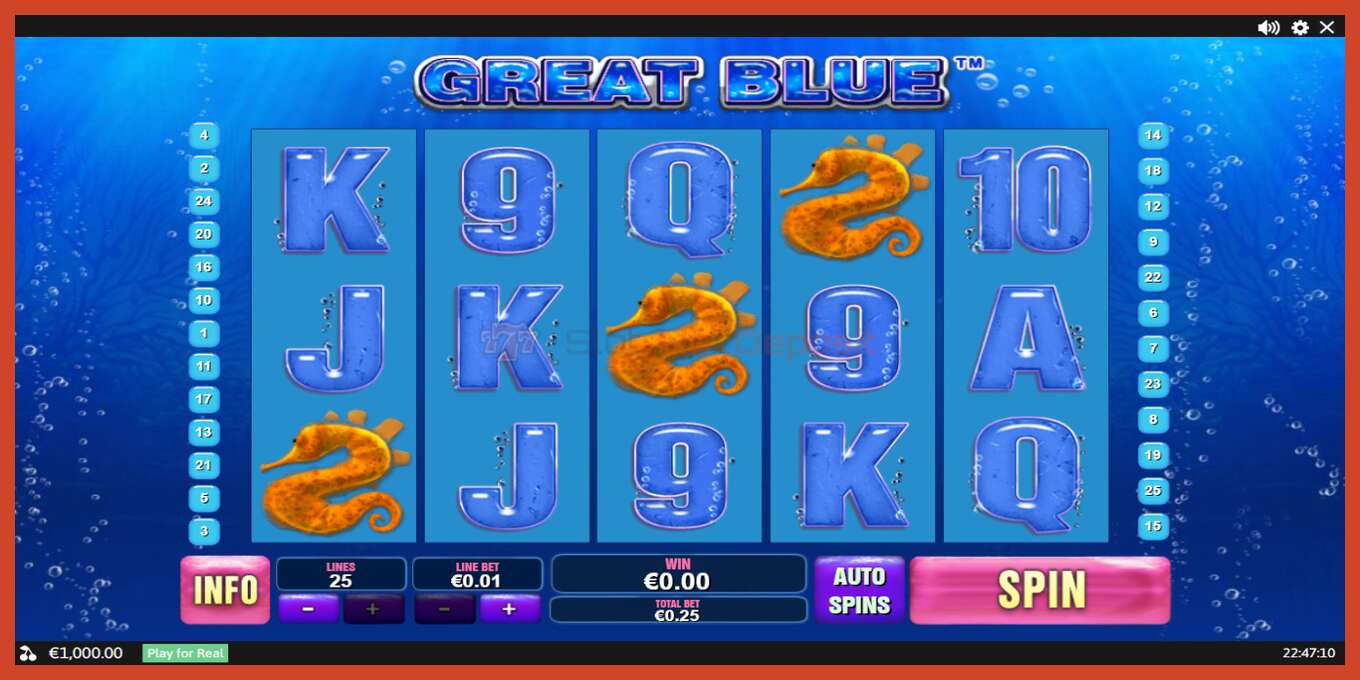 Slot screenshot: Great Blue no deposit, number - 1