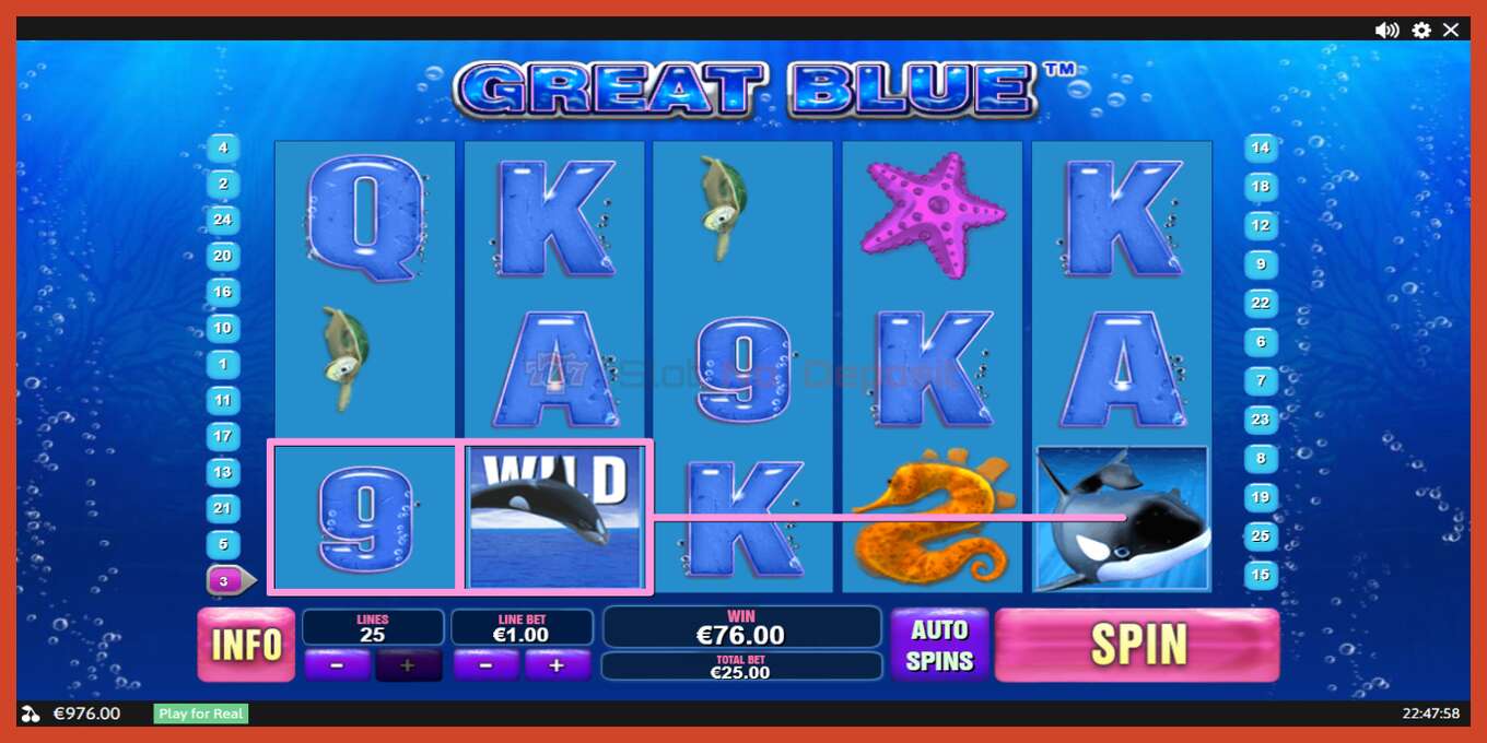 Slot screenshot: Great Blue no deposit, number - 2