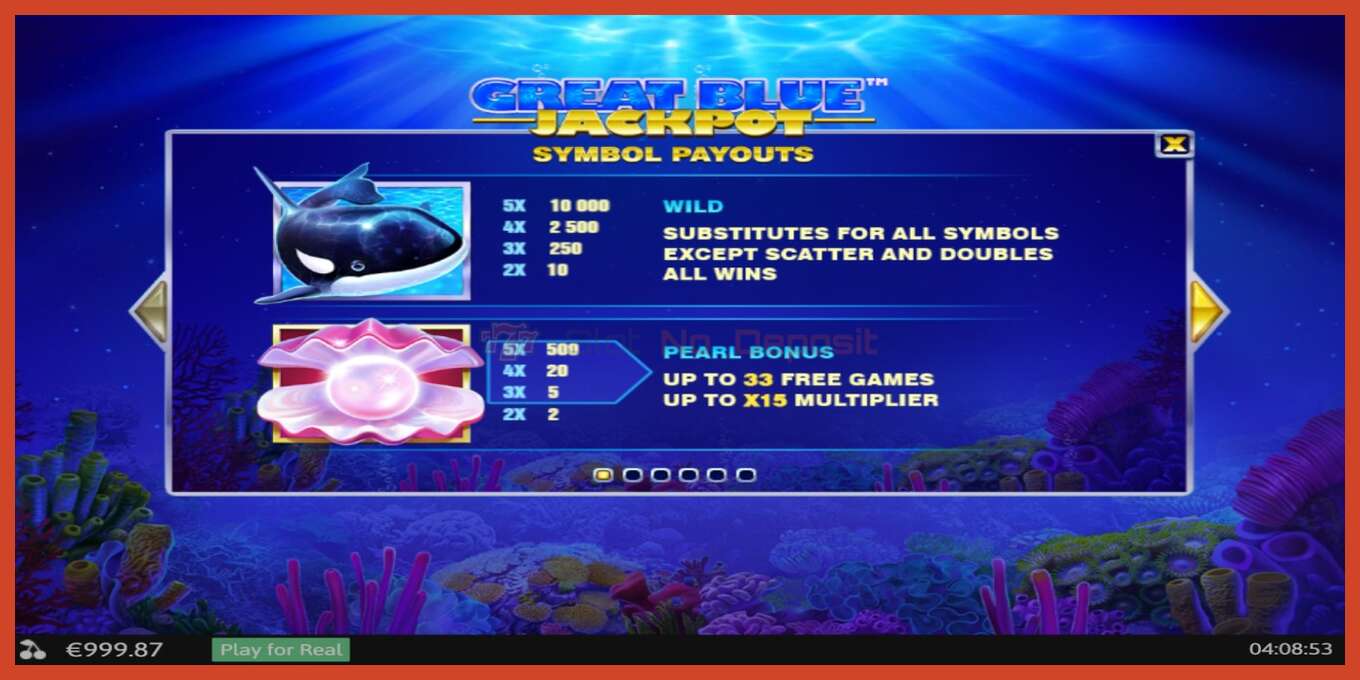 Slot screenshot: Great Blue Jackpot no deposit, number - 4