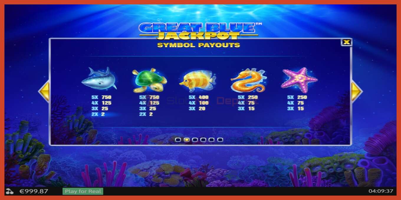 Slot screenshot: Great Blue Jackpot no deposit, number - 5