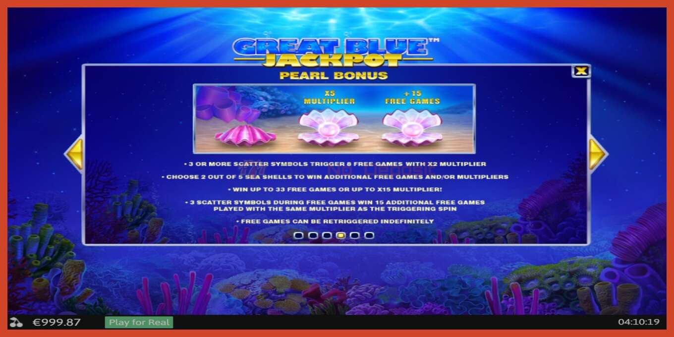 Slot screenshot: Great Blue Jackpot no deposit, number - 6