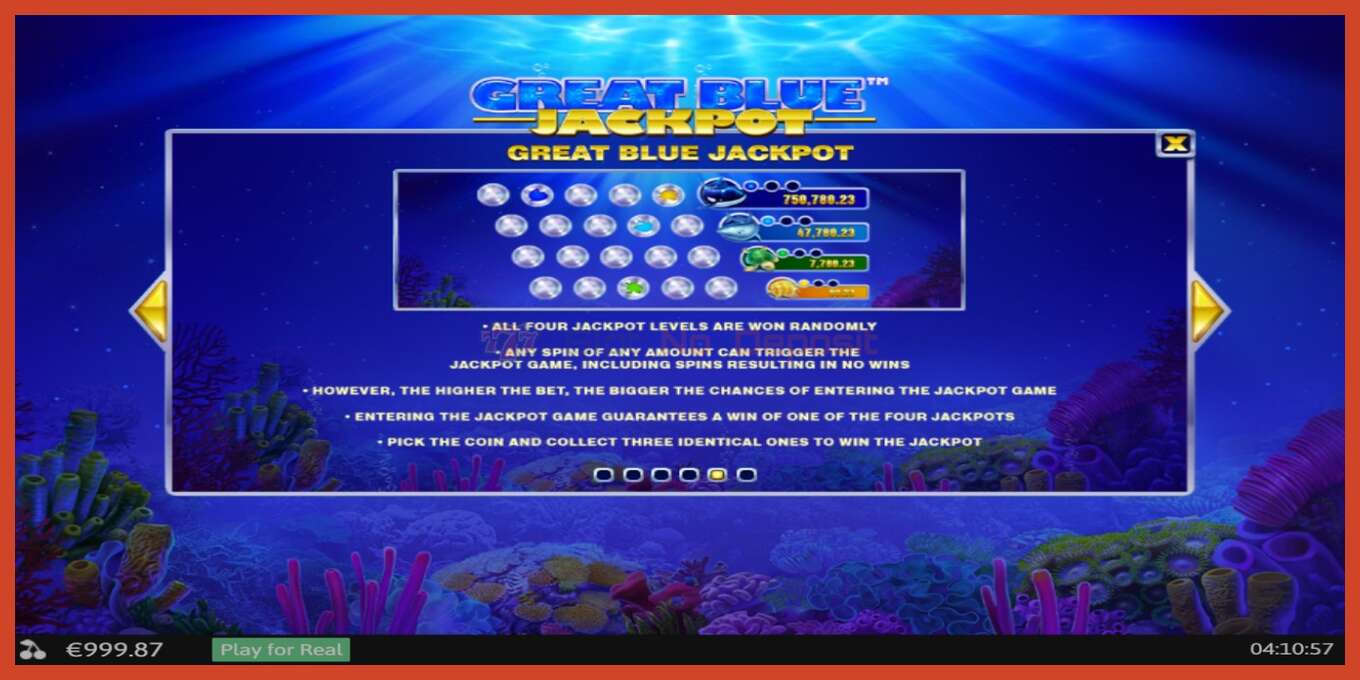 Slot screenshot: Great Blue Jackpot no deposit, number - 7