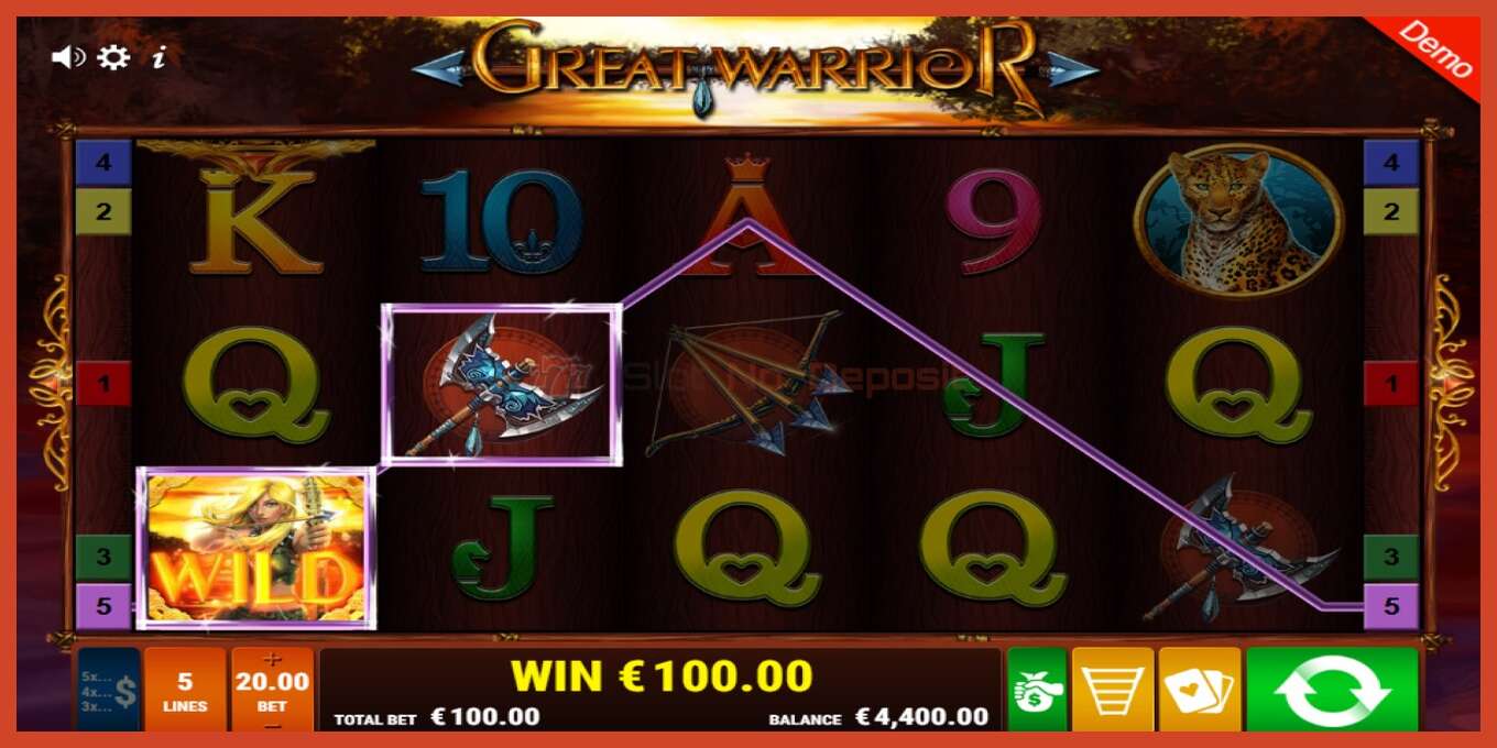 Slot screenshot: Great Warrior no deposit, number - 3