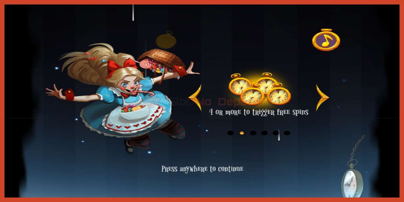 Slot screenshot: Greedy Alice no deposit, number - 1