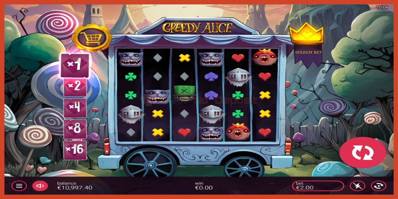 Slot screenshot: Greedy Alice no deposit, number - 2