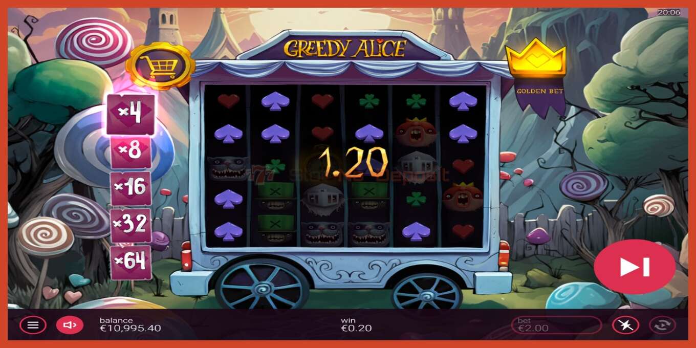 Slot screenshot: Greedy Alice no deposit, number - 3