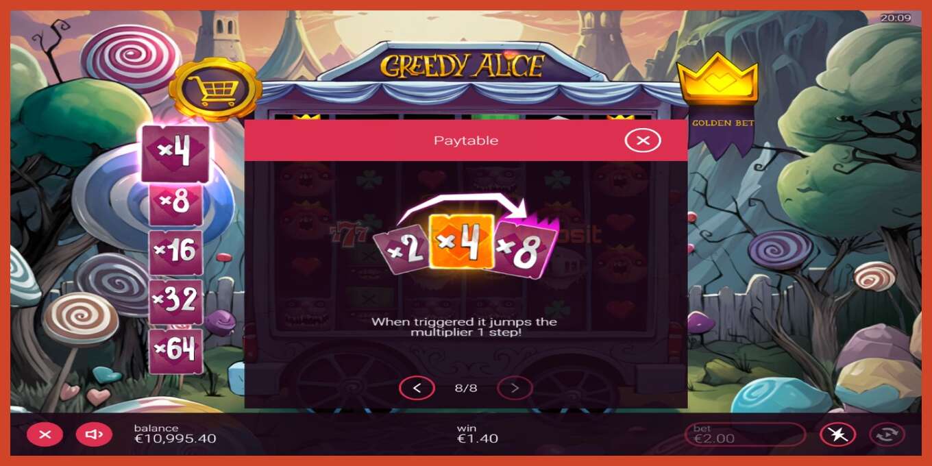 Slot screenshot: Greedy Alice no deposit, number - 7