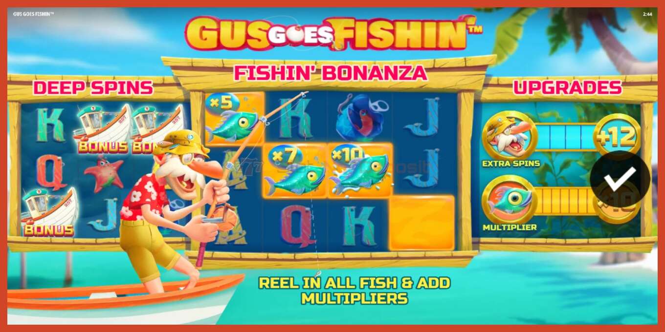 Slot screenshot: Gus Goes Fishin no deposit, number - 1