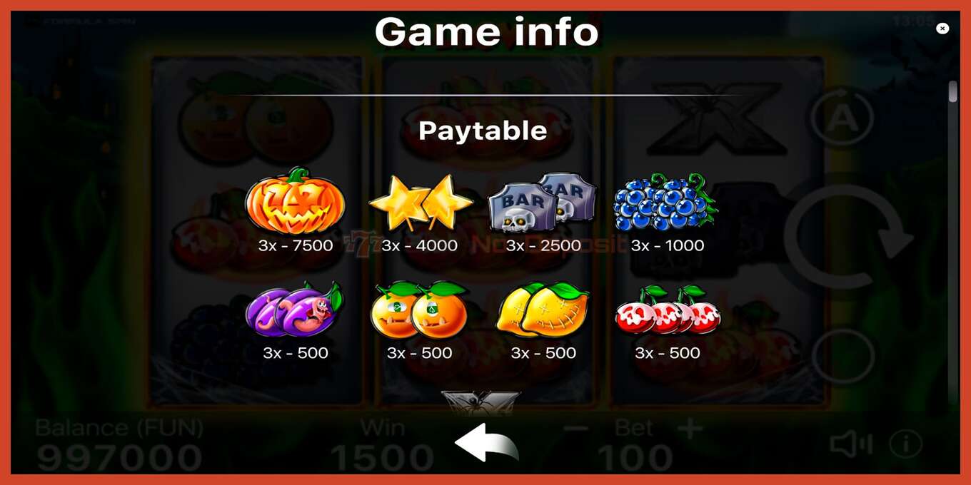 Slot screenshot: Halloween 27 no deposit, number - 6