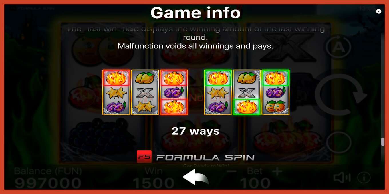 Slot screenshot: Halloween 27 no deposit, number - 7