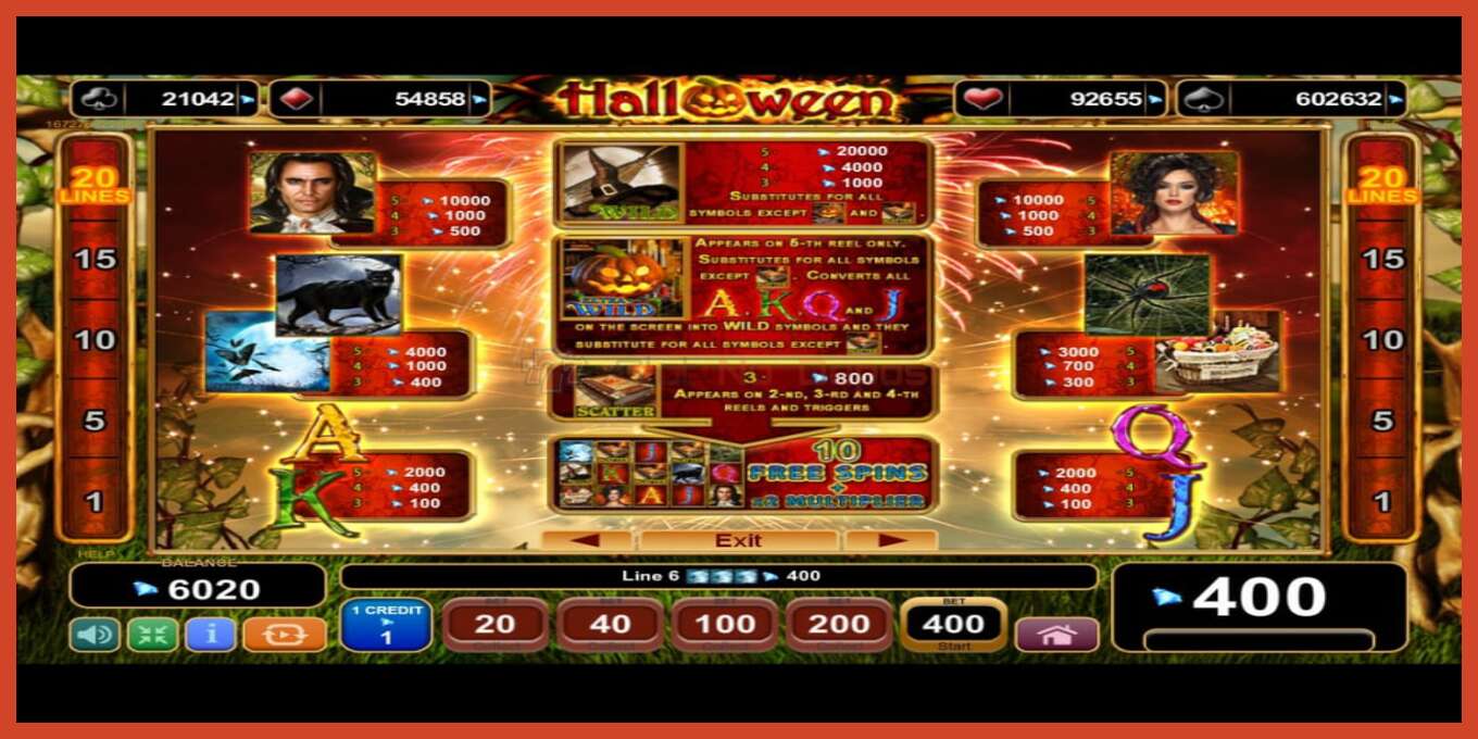 Slot screenshot: Halloween no deposit, number - 5