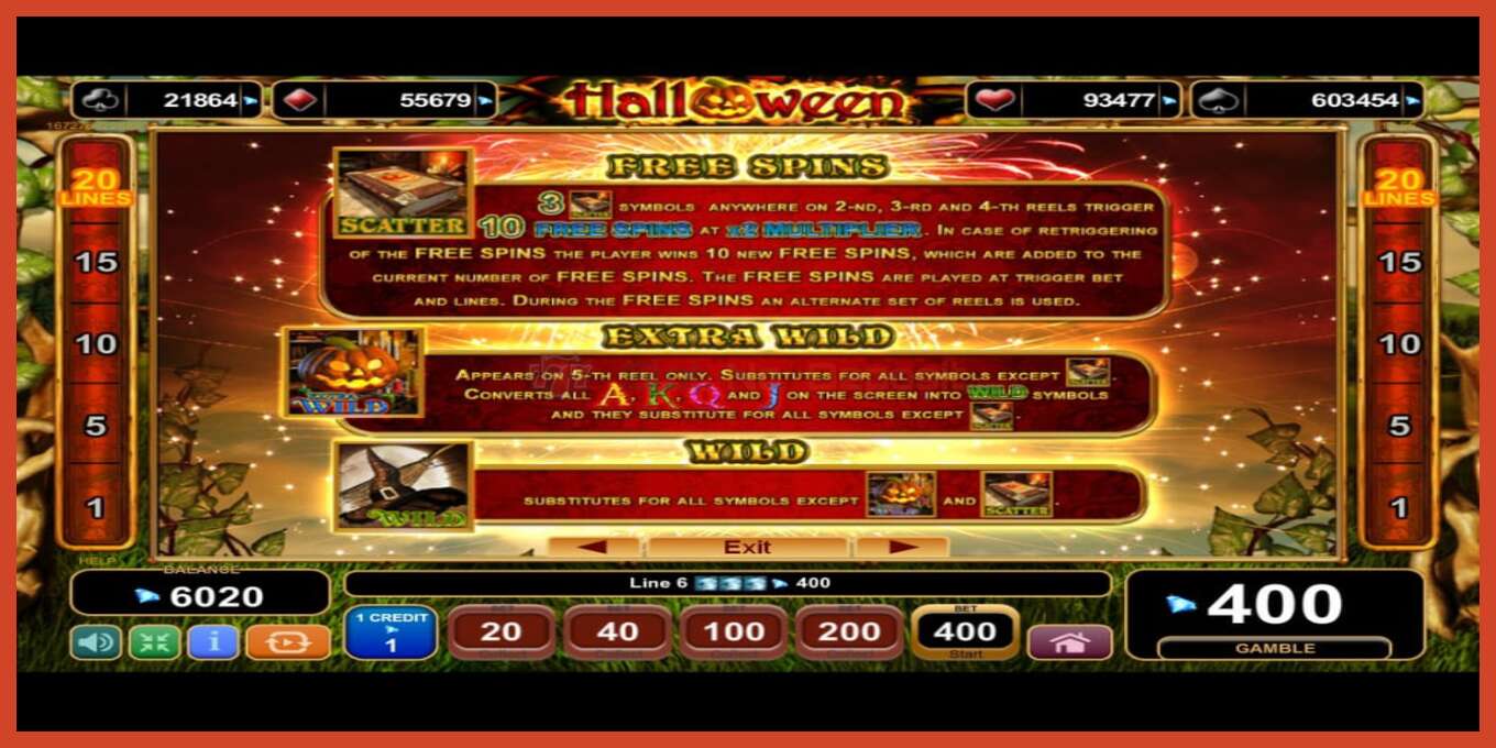 Slot screenshot: Halloween no deposit, number - 6