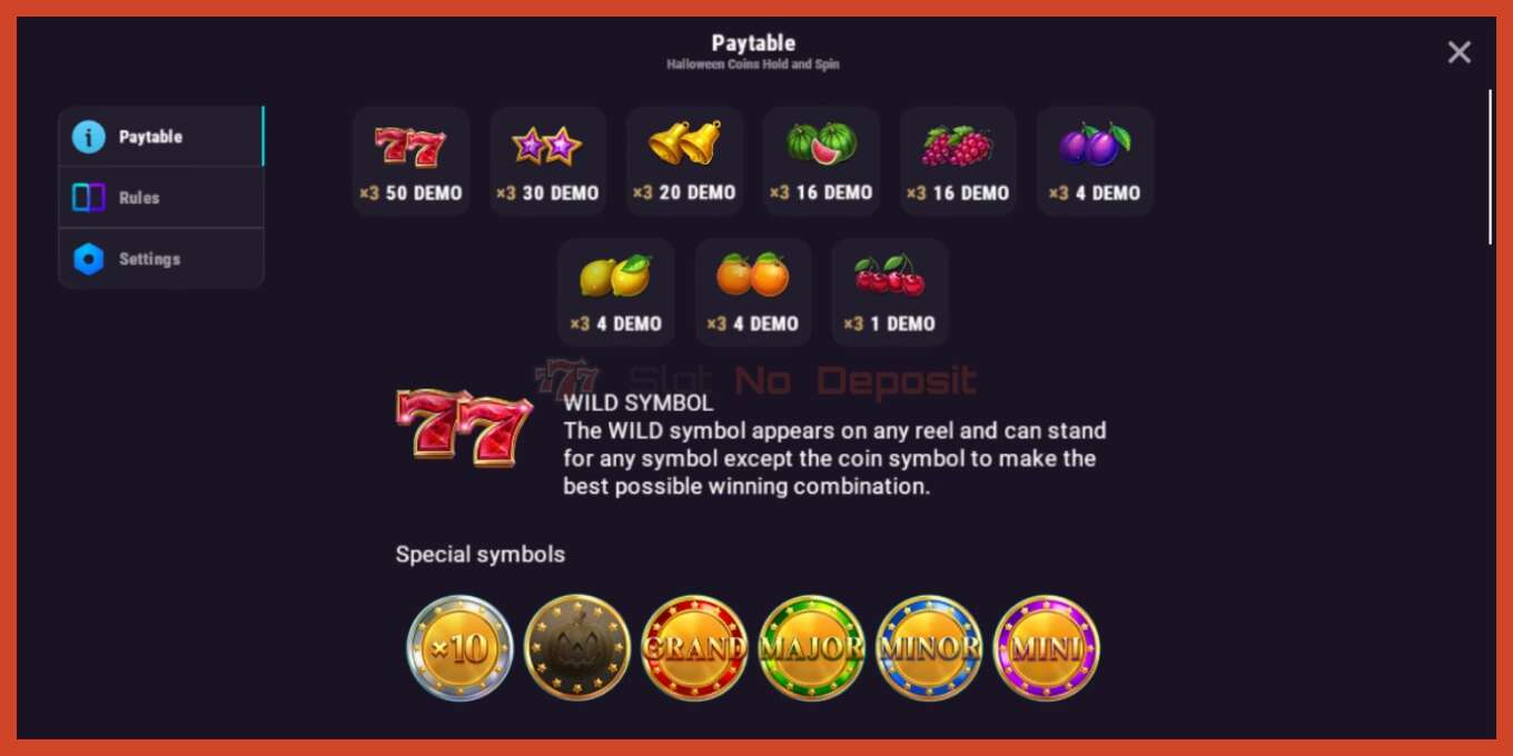 Captura de tela do slot: Halloween Coins Hold and Spin sem depósito, número - 4