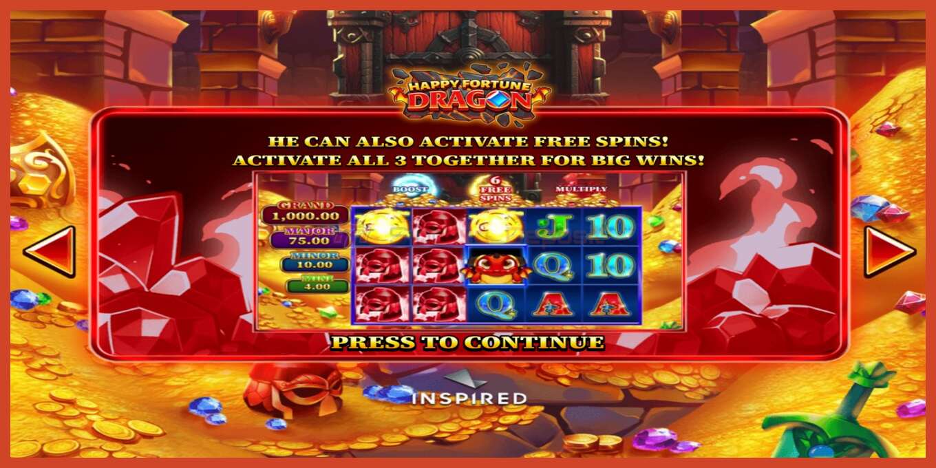 Tangkapan skrin slot: Happy Fortune Dragon tiada deposit, nombor - 1