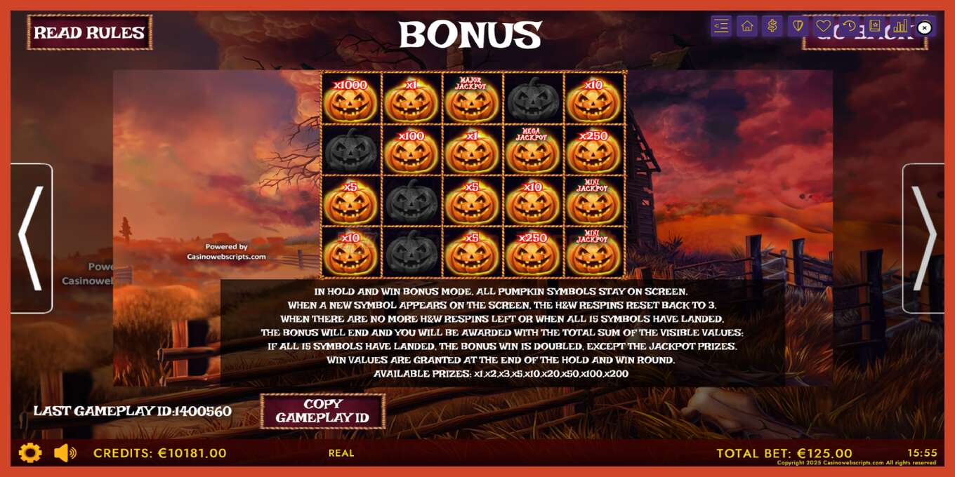 Slot screenshot: Haunted Haystacks - Spooky Hold and Win no deposit, number - 7