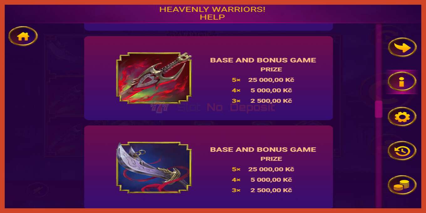 Slot screenshot: Heavenly Warriors no deposit, number - 3