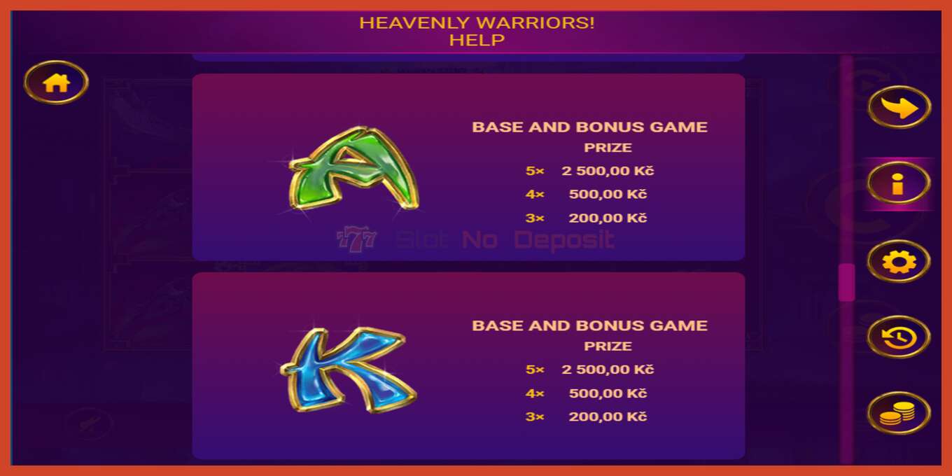 Slot screenshot: Heavenly Warriors no deposit, number - 4