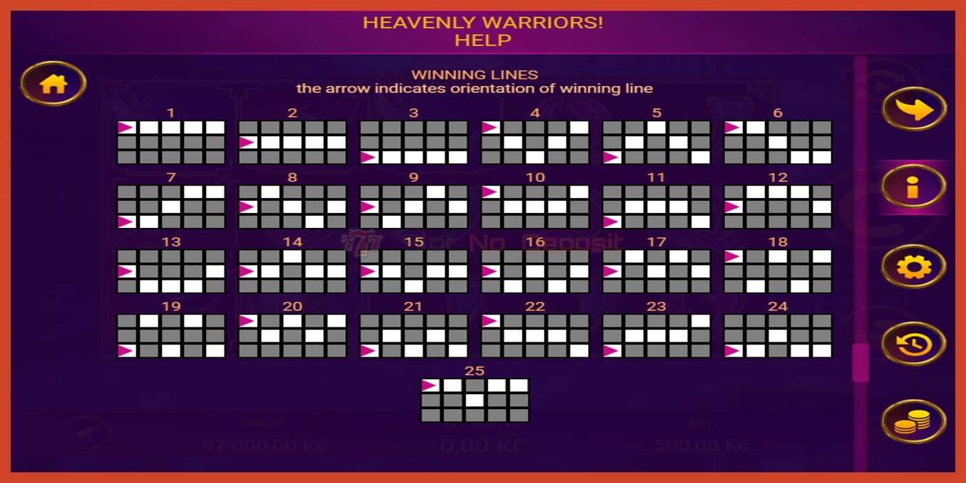 Slot screenshot: Heavenly Warriors no deposit, number - 6