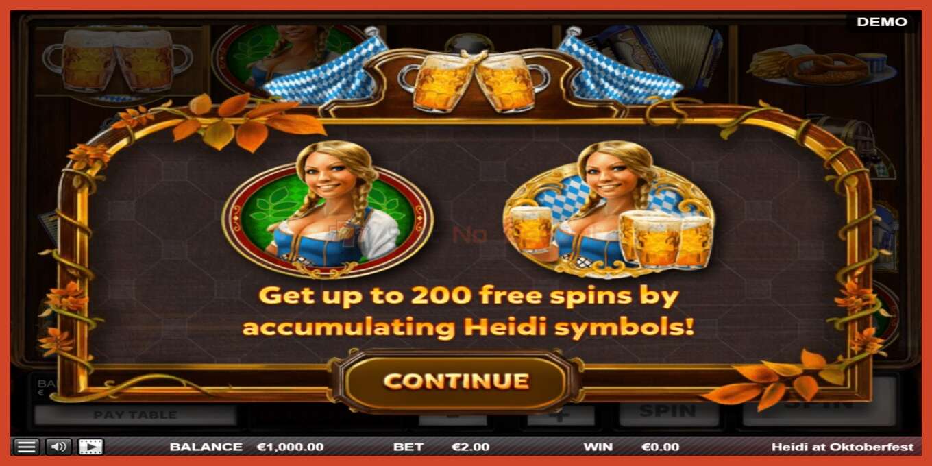 Slot screenshot: Heidi at Oktoberfest no deposit, number - 1