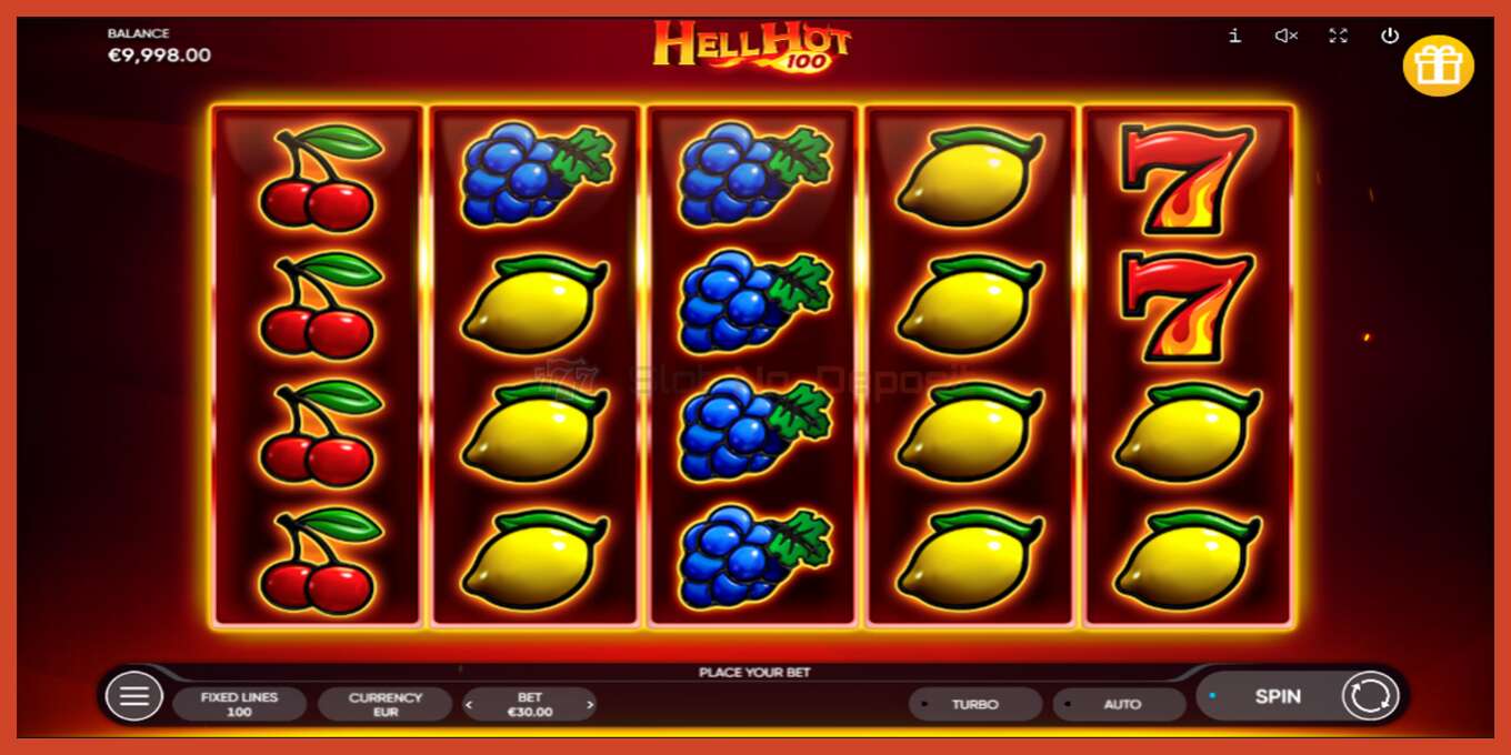 Slot screenshot: Hell Hot 100 no deposit, number - 1