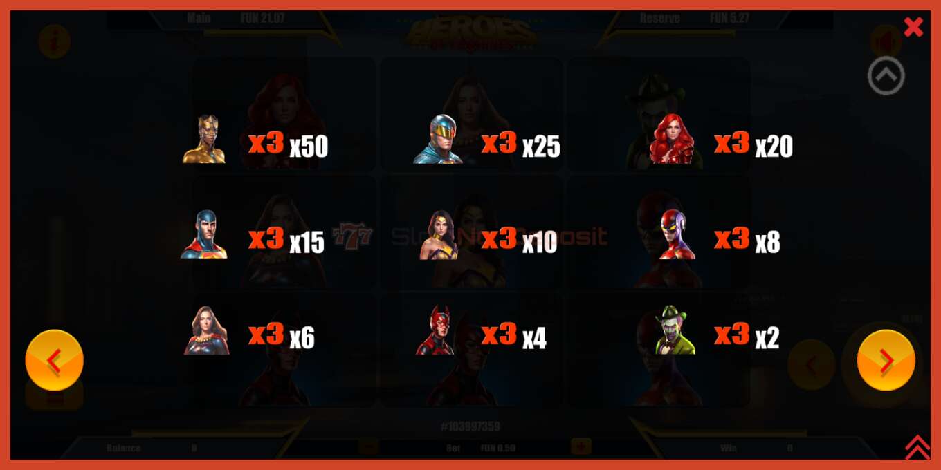 Slot screenshot: Heroes of Fortune no deposit, number - 5