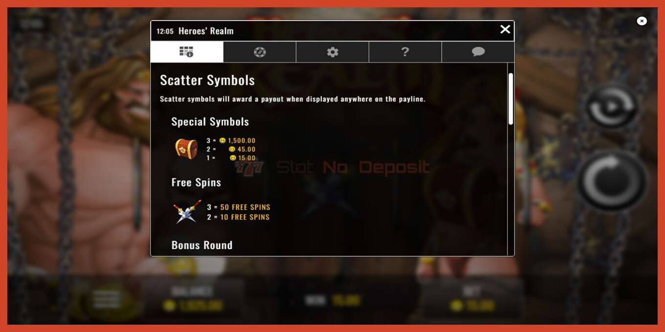 Slot screenshot: Heroes Realm no deposit, number - 5