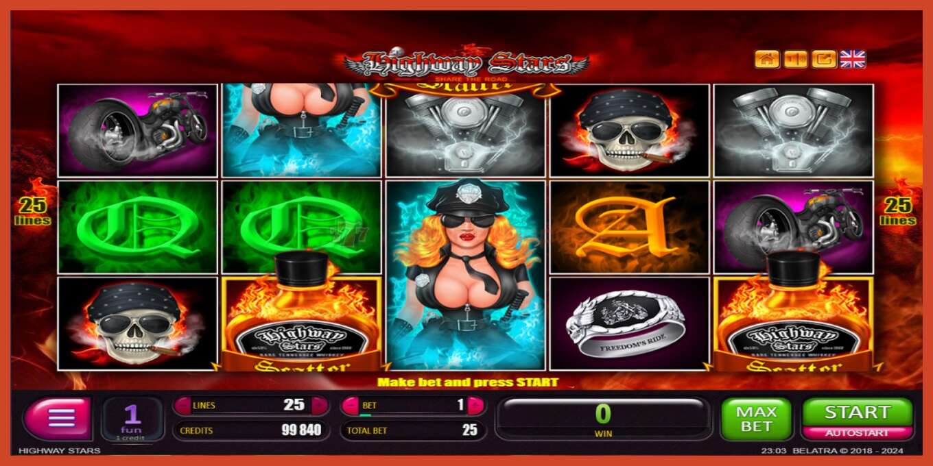 Slot screenshot: Highway Stars no deposit, number - 1