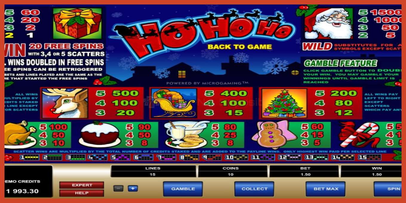 Slot screenshot: Ho Ho Ho no deposit, number - 5