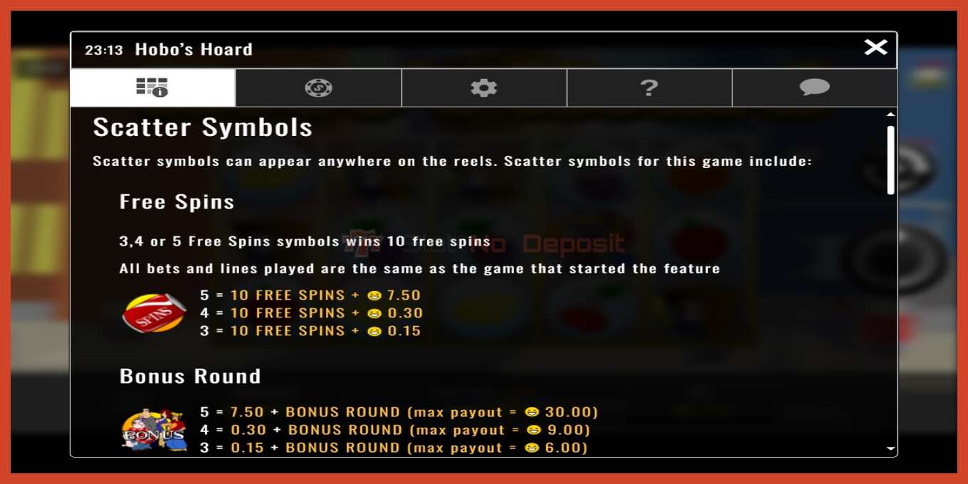 Slot screenshot: Hobo’s Hoard no deposit, number - 3