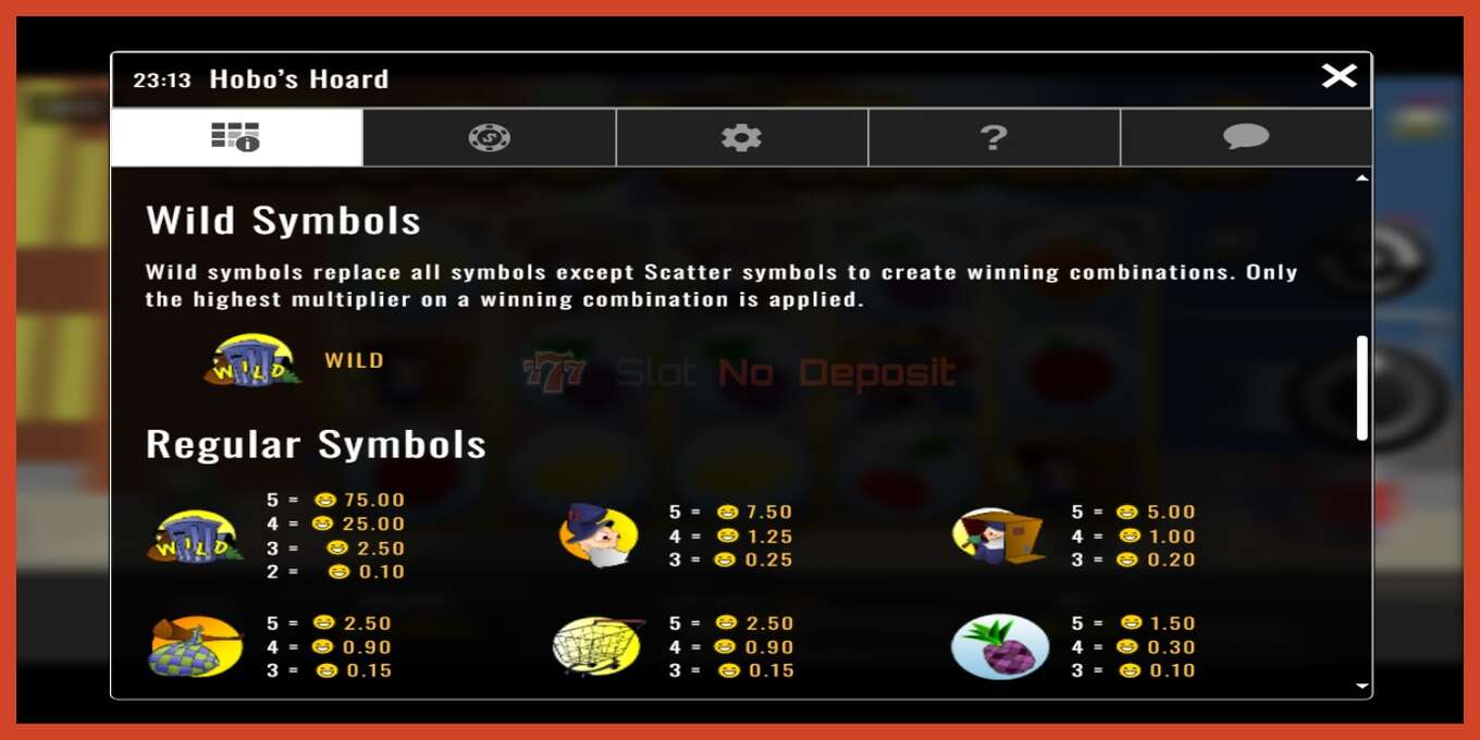 Slot screenshot: Hobo’s Hoard no deposit, number - 4