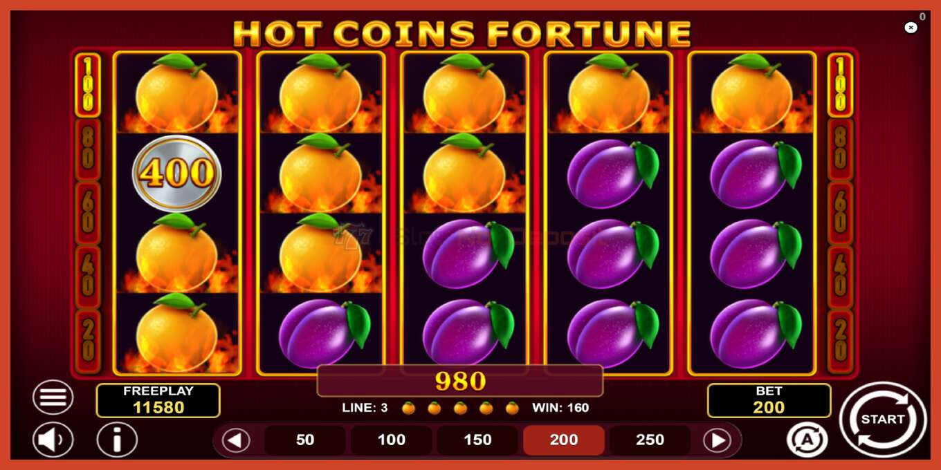 Slot screenshot: Hot Coins Fortune no deposit, number - 4