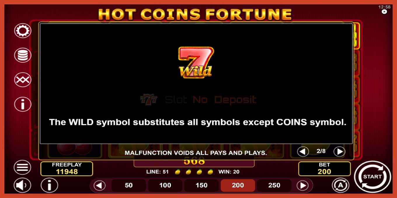 Slot screenshot: Hot Coins Fortune no deposit, number - 6