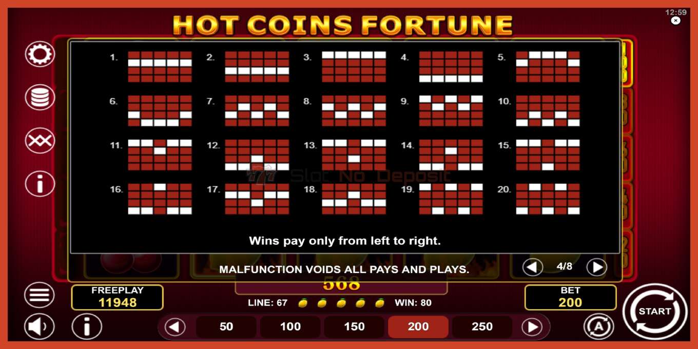 Slot screenshot: Hot Coins Fortune no deposit, number - 7