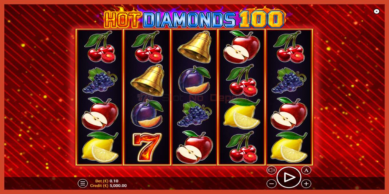 老虎机截图: Hot Diamonds 100 没有押金, 数字 - 1