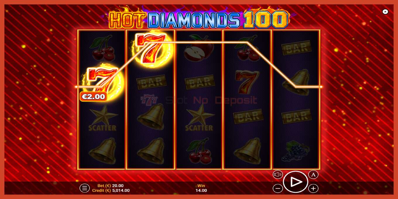 老虎机截图: Hot Diamonds 100 没有押金, 数字 - 4