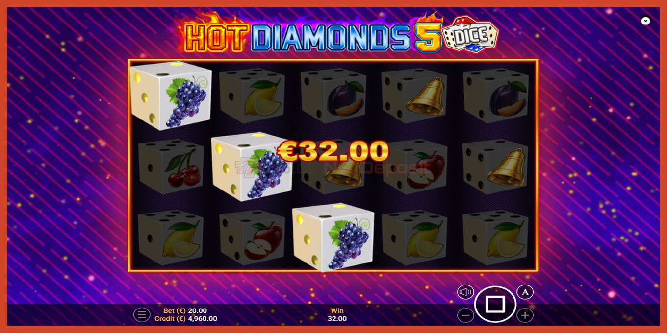 Pesa ekraanipilt: Hot Diamonds 5 Dice deposiiti pole, number - 2