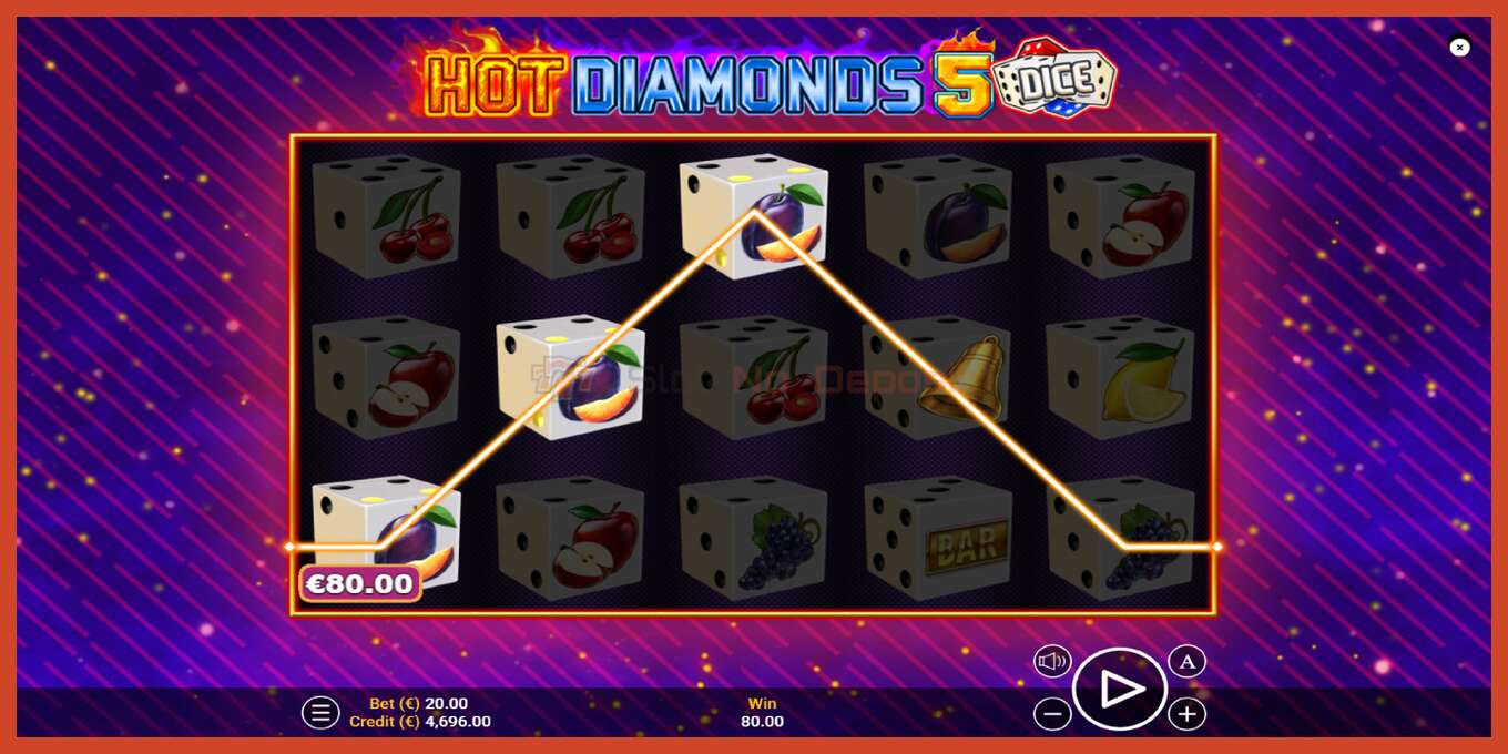 Pesa ekraanipilt: Hot Diamonds 5 Dice deposiiti pole, number - 3