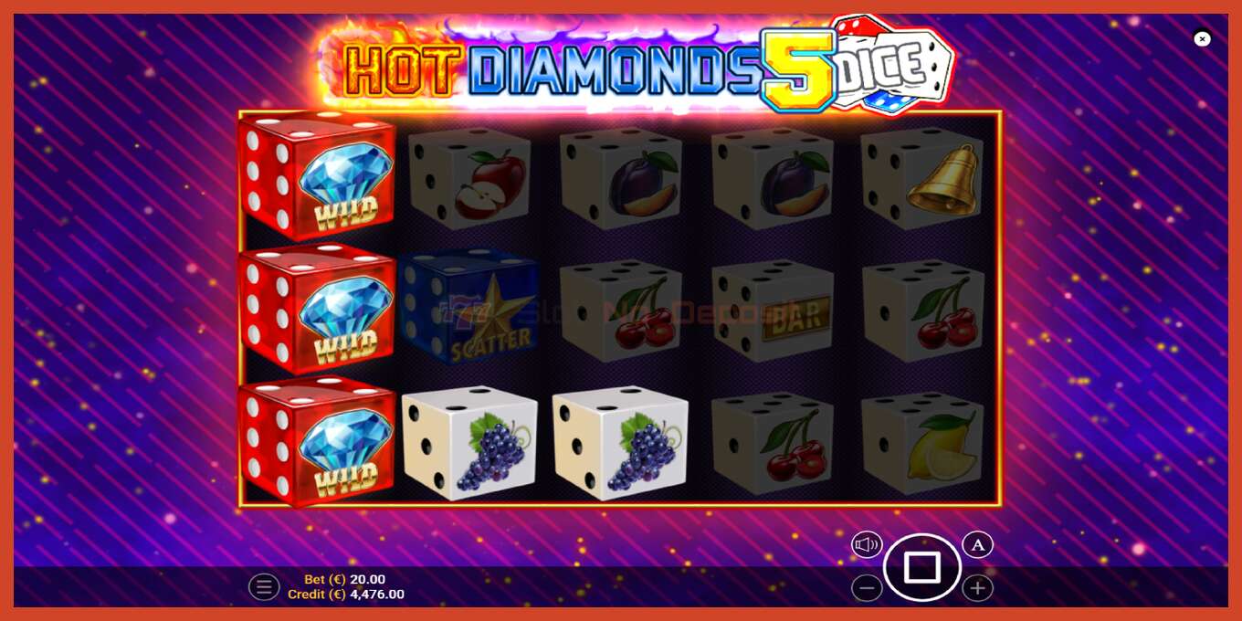 Pesa ekraanipilt: Hot Diamonds 5 Dice deposiiti pole, number - 4