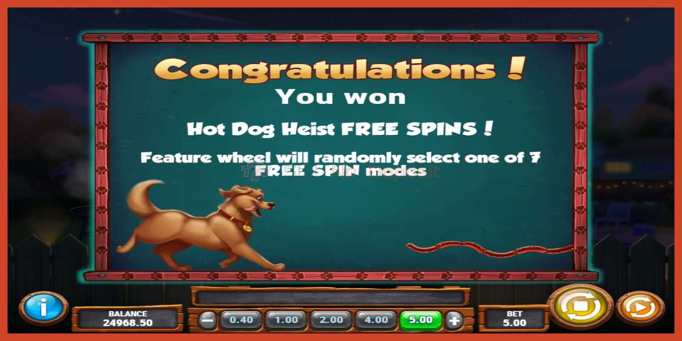 Captura de pantalla do slot: Hot Dog Heist sen depósito, número - 3