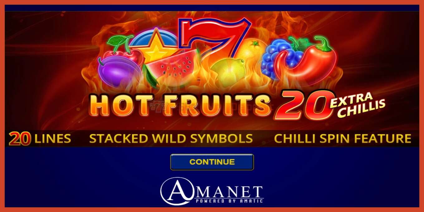 Slot screenshot: Hot Fruits 20 Extra Chillis bez depozita, broj - 1