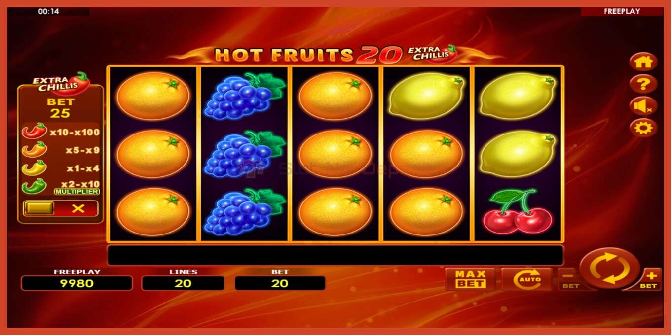 Slot screenshot: Hot Fruits 20 Extra Chillis bez depozita, broj - 2