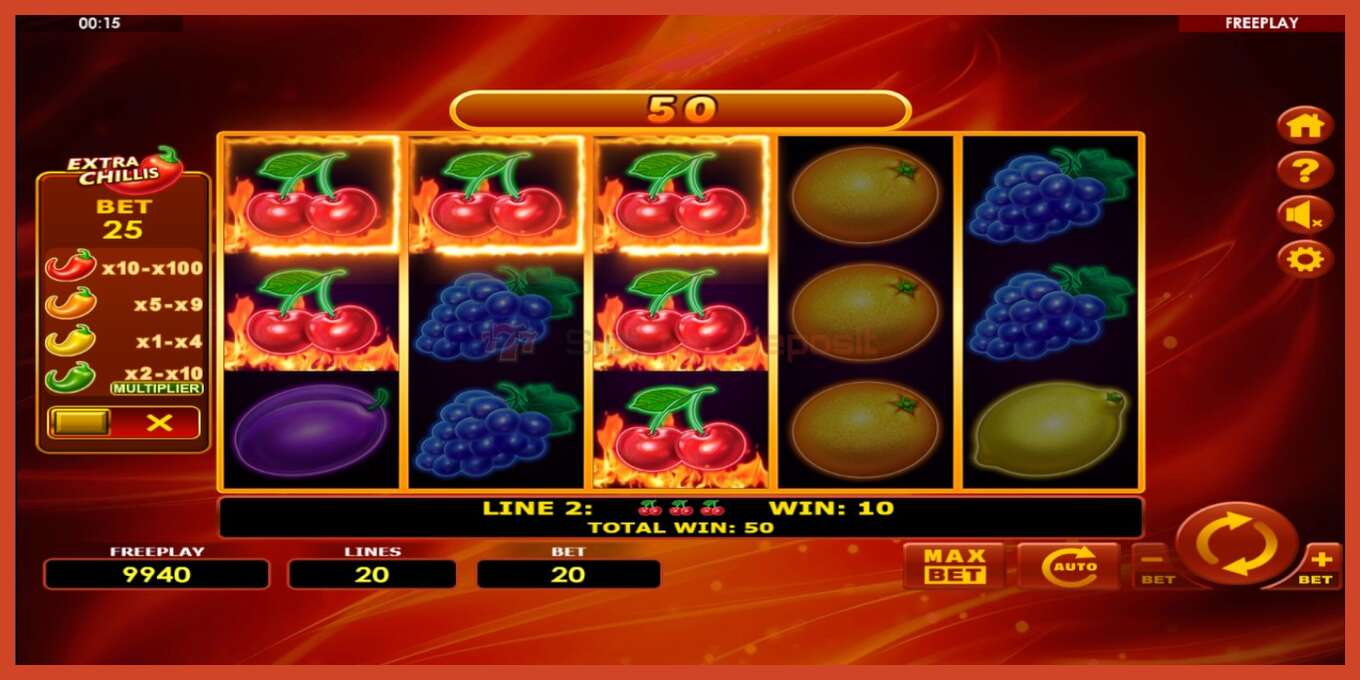 Slot screenshot: Hot Fruits 20 Extra Chillis bez depozita, broj - 3