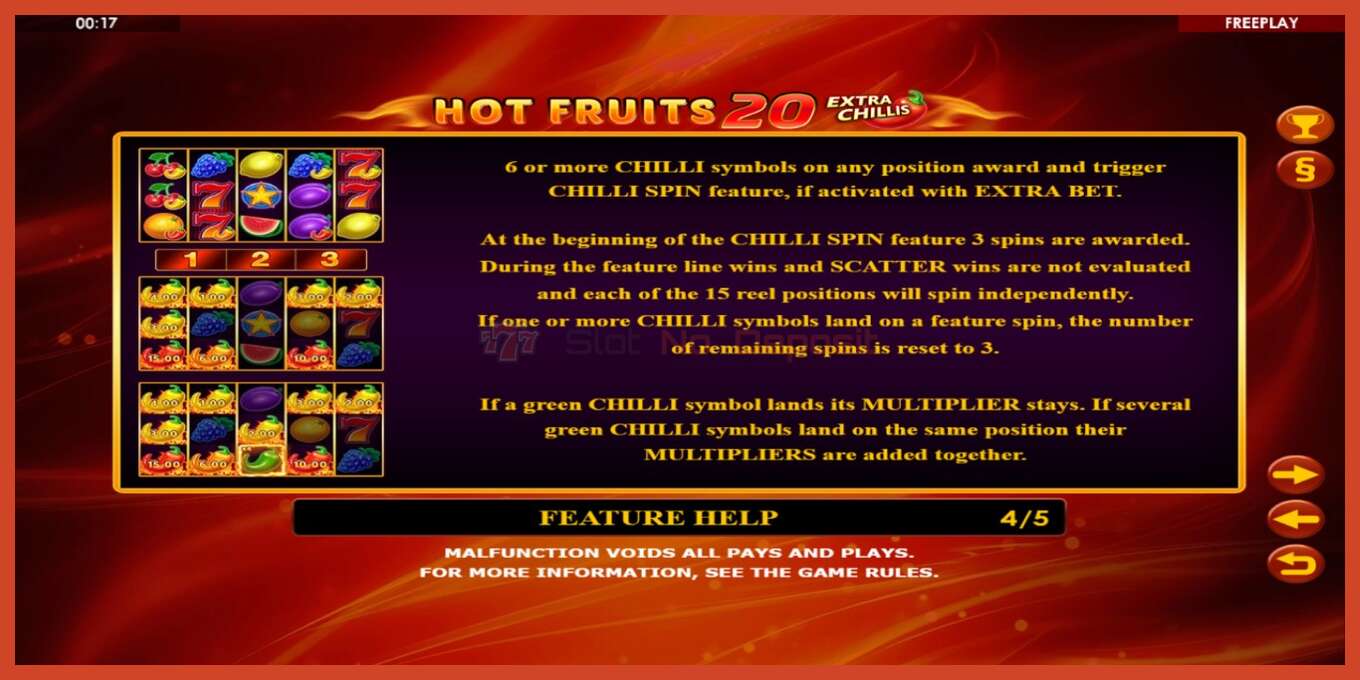 Slot screenshot: Hot Fruits 20 Extra Chillis bez depozita, broj - 6