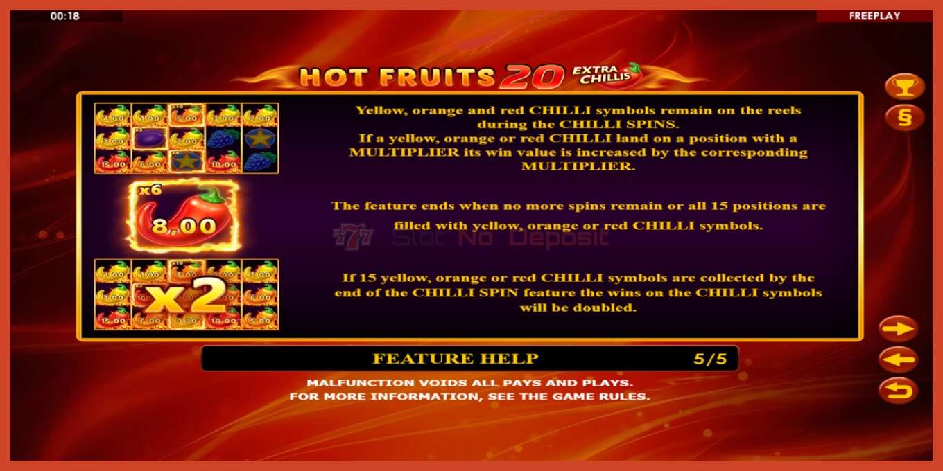 Slot screenshot: Hot Fruits 20 Extra Chillis bez depozita, broj - 7