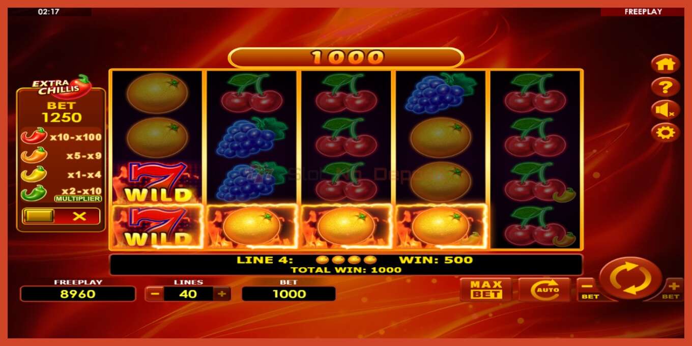 Slot screenshot: Hot Fruits 40 Extra Chillis no deposit, number - 3