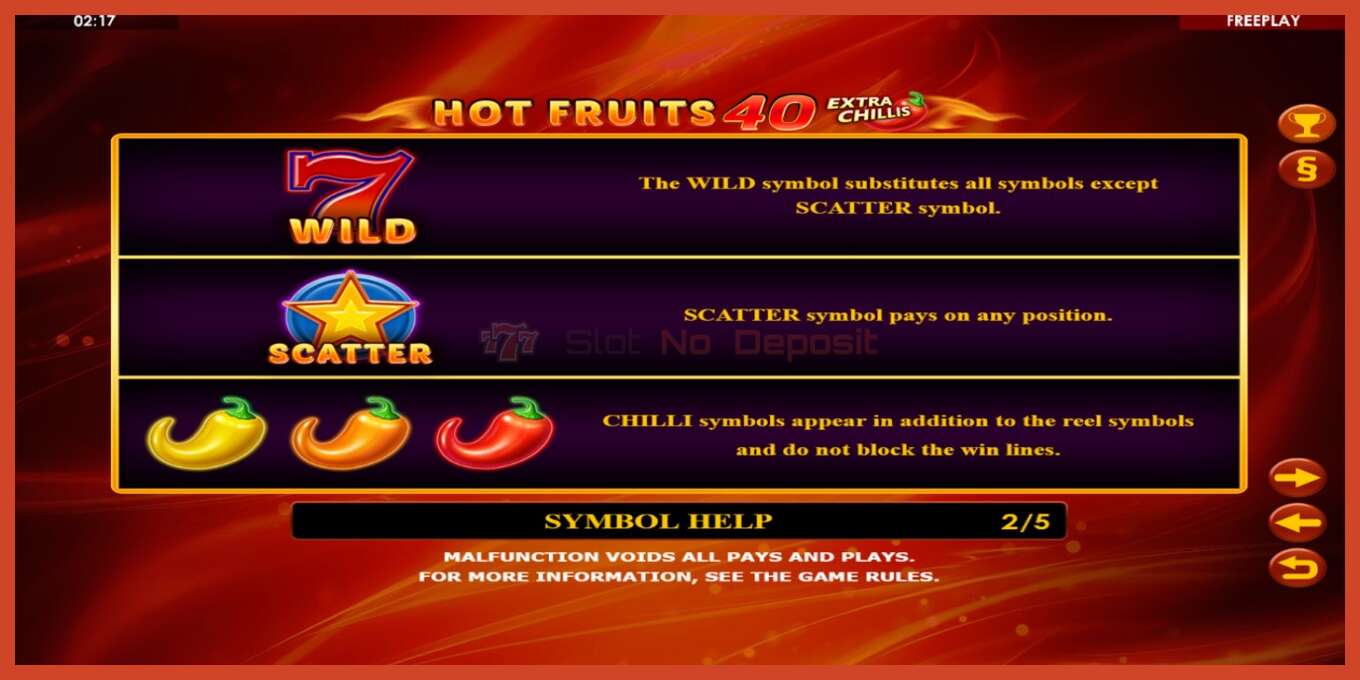 Slot screenshot: Hot Fruits 40 Extra Chillis no deposit, number - 5